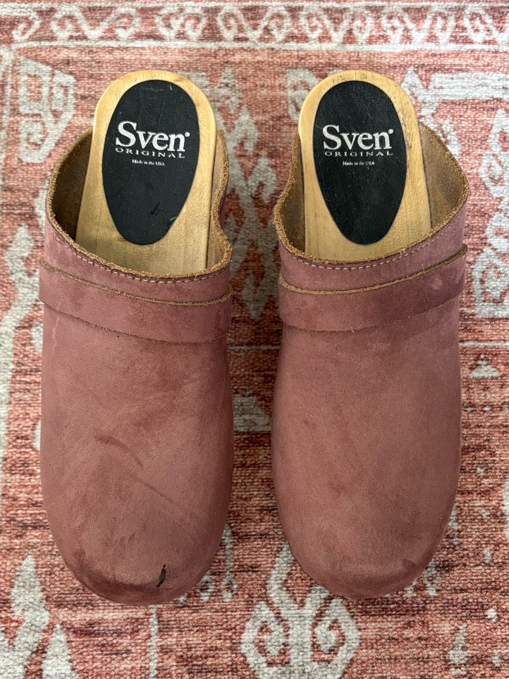 Sven Rose/Mauve Leather Original Clogs in Mid-Heel, size 40, 9-9.5